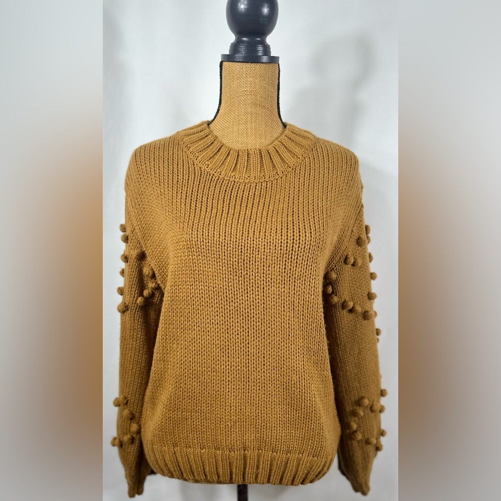 Frilly Magnolia Boutique Knit Sweater with Pom Pom Heart Sleeves